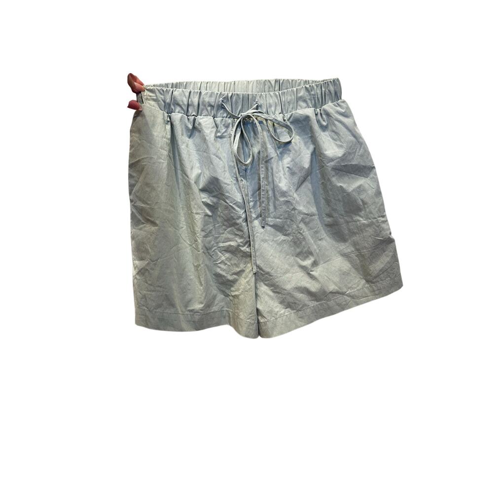 Crescent Sage Cotton Blend Shorts Relaxed Minimal Coastal Style S drawstring